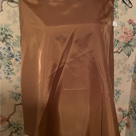 Vintage Charter Club Midi Skirt; Deep Caramel Faux Leather W/Side Zip; Women Sz6 - Picture 9 of 11